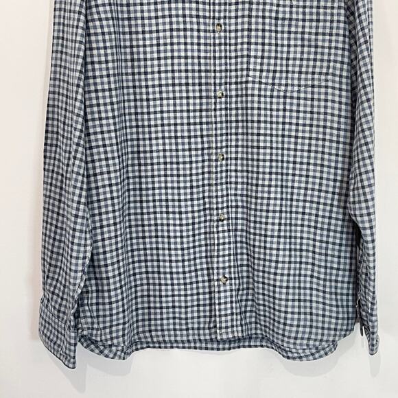 Toad & Co. Flannel Button Down Shirt Mens XL Gray Dark Blue Long Sleeve Outdoor - Picture 8 of 9